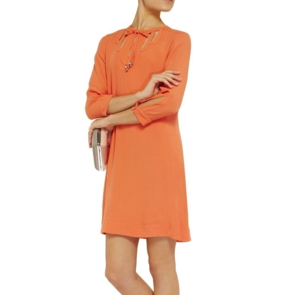 Diane Von Furstenberg Kea Cutout Crepe Shift Dress Orange Size 4